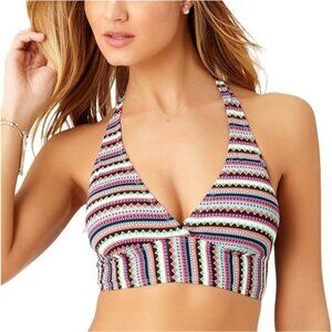 Anne Cole Geometric Print Halter Bikini Top Large Multicolor Boho Y2K NEW